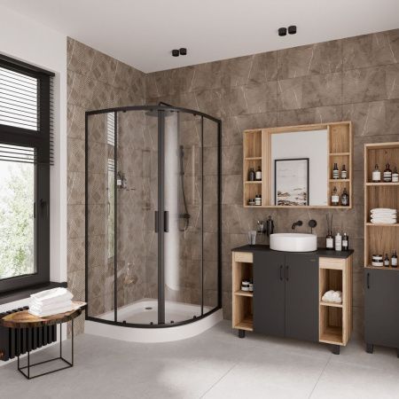 Душевой уголок Niagara Nova 68060811BLACK 90х90 стекло прозрачное профиль черный без поддона