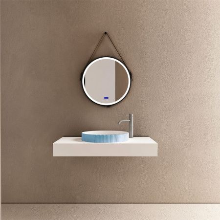 Раковина из искусственного камня Abber STEIN AS2604Blau 40х40 накладная цвет синий без отверстий под смеситель