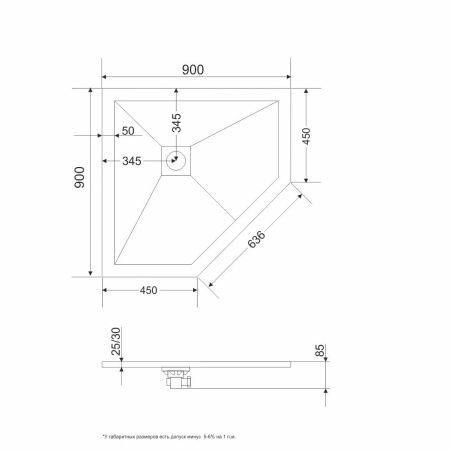 Душевой поддон из искусственного камня RGW Stone Tray 16155099-02 90х90 серый без ножек