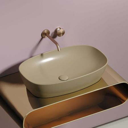 Раковина из сантехнического фарфора Ceramica Nova ELEMENT CN6049MC 60х40 накладная цвет коричневый без отверстий под смеситель