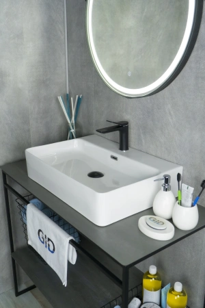 Раковина керамическая Gid Geométrico 51172 60х40 накладная цвет белый 1 отверстие под смеситель