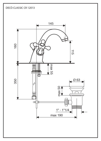 Смесители Emmevi Deco Classic 12013/BO на столешницу белый/золото