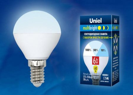 Лампа светодиодная Uniel Multibright (Мултибригхт) LED-C37-6W/NW/E14/FR/MB PLM11WH картон