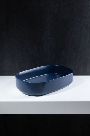 Раковина керамическая Allen Brau Fantasy 4.11022.ID 60х40 накладная цвет синий без отверстий под смеситель