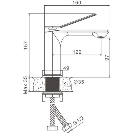 Смеситель BELZ B10618 на раковину хром