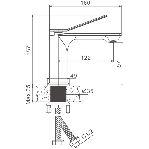 Смеситель BELZ B10618 на раковину хром - фото 2