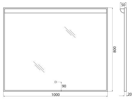Зеркало с подсветкой BelBagno Uno SPC-UNO-1000-800-TCH 100х80 подвесное