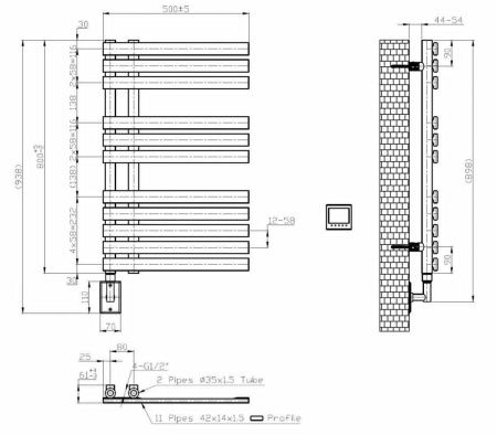 Полотенцесушитель электрический Boheme Venturo 721-CR 50х90 хром