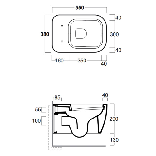 Чаша унитаза подвесная Simas Henges HE18 antracite matt цвет черный матовый без сиденья безободковая каскадный смыв - фото 2