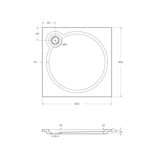 Душевой поддон Cezares TRAY-S-A-90-56-W 90х90 искусственный мрамор белый - фото 2