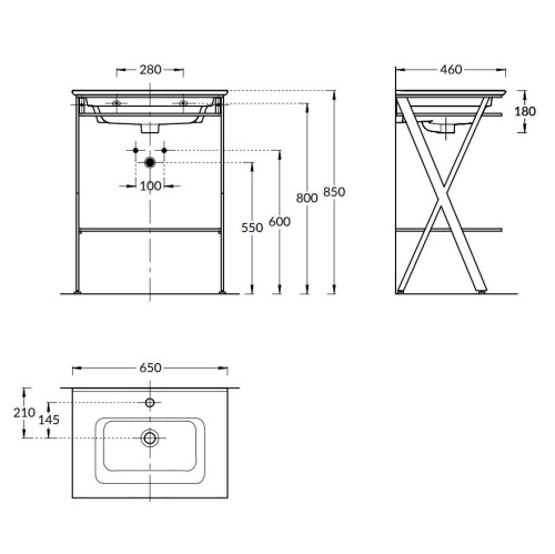 Консоль под раковину Kerama Marazzi GEOMETRICA PIA.N.65\BLK 63х46х84 напольная цвет черный - фото 2