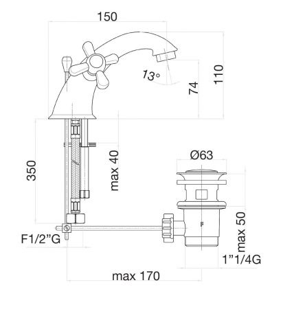 Смеситель Fiore 26CR0622 на раковину хром