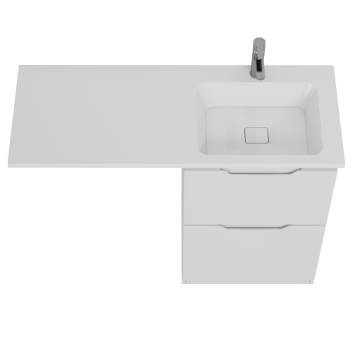 Раковина из литьевого мрамора Dreja Wing 100120R 120х48 подвесная цвет белый 1 отверстие под смеситель - фото 5