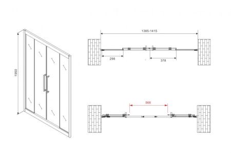 Душевая дверь Abber Schwarzer Diamant AG33140BH 140х195 стекло прозрачное профиль черный