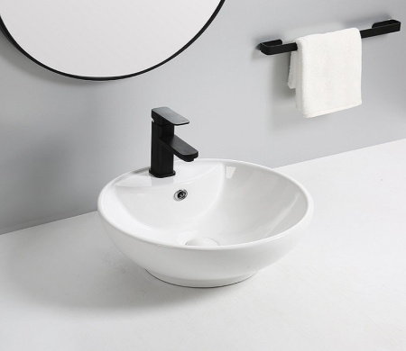 Раковина из санфаянса CeramaLux 9001 45х45 накладная цвет белый 1 отверстие под смеситель