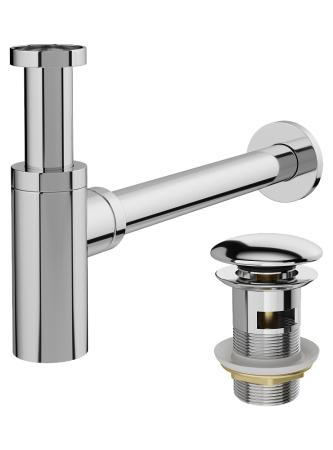 Комплект: Донный клапан Stworki SW-001CR хром + Сифон SD-001CR хром (1035027)