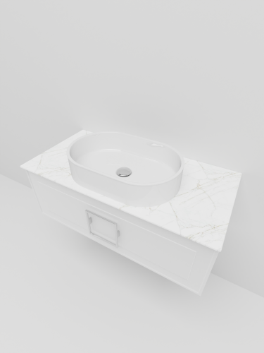 Тумба со столешницей La Fenice CUBO NFNC-01-CUB-B-100-3-GG 100х36х49 подвесная цвет белый - фото 3