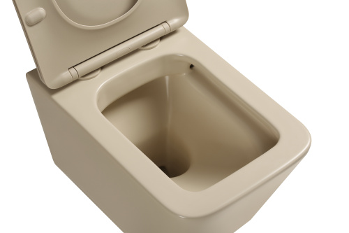 Унитаз подвесной SantiLine SL-5007BG цвет бежевый матовый с сиденьем микролифт безободковый смыв воронка-водоворот - фото 2