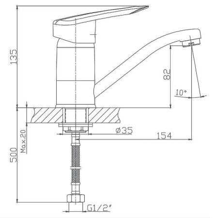 Смеситель Haiba HB07 HB4507-2 на раковину хром