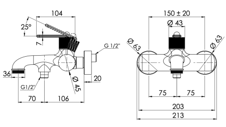 Смеситель для ванны Remer Brooklyn BY610CR настенный хром