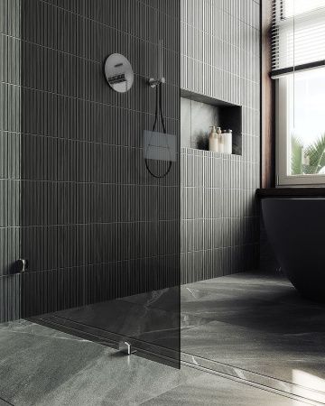 Душевая перегородка Maybah Glass MGD-274-4 80х195 стекло тонированное профиль хром