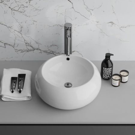 Раковина из сантехнического фаянса Grossman GR-3010 40х40 накладная цвет белый без отверстий под смеситель