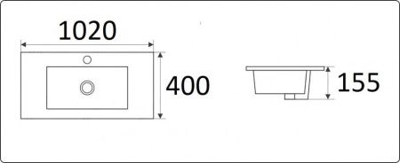 Раковина из сантехнического фаянса CeramaLux 9393-100 100х40 встраиваемая цвет белый 1 отверстие под смеситель