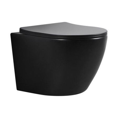 Унитаз подвесной Bond Oval F01-108 черный с сиденьем микролифт безободковый душевой смыв