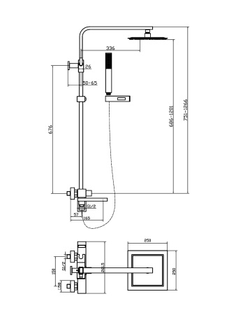 Душевая стойка Agger Great A2893300 настенная цвет хром