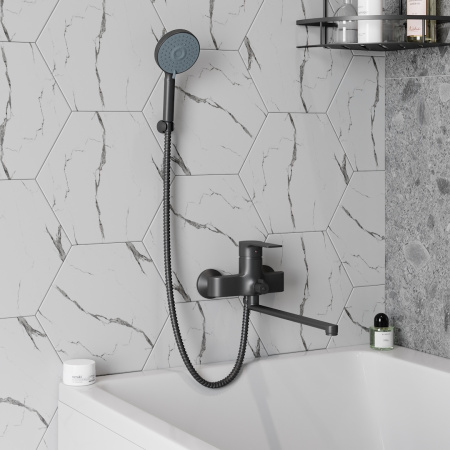 Смеситель для ванны Teymi T10267 настенный черный матовый