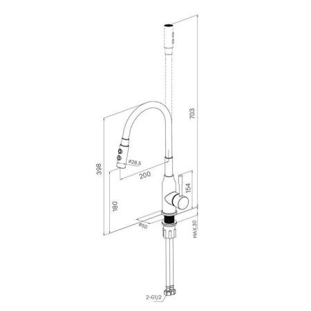 Смеситель для кухни Milardo Meal M01BL2FM05 на мойку черный