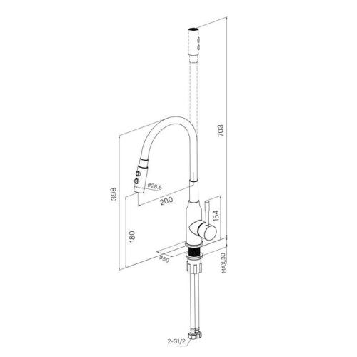 Смеситель для кухни Milardo Meal M01BL2FM05 на мойку черный - фото 5