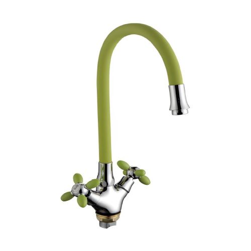 Смеситель для кухни Fashun A44127-6 на мойку хром/зеленый - фото 2