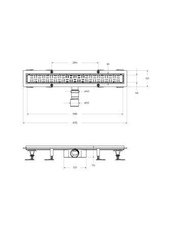 Душевой лоток BelBagno UNO BB-LD-UNO-60-CR 65х10 хром