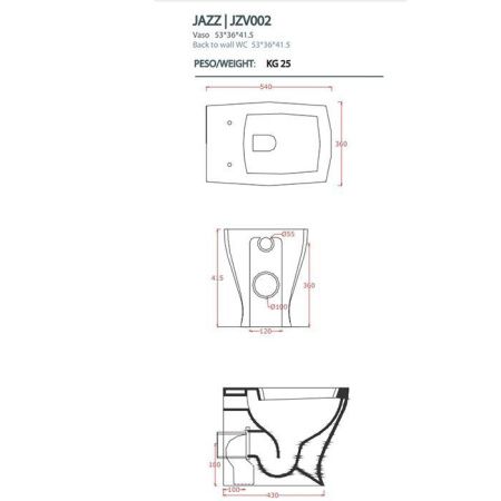 Чаша унитаза приставная Artceram JAZZ JZV002 05 00 цвет белый без сиденья