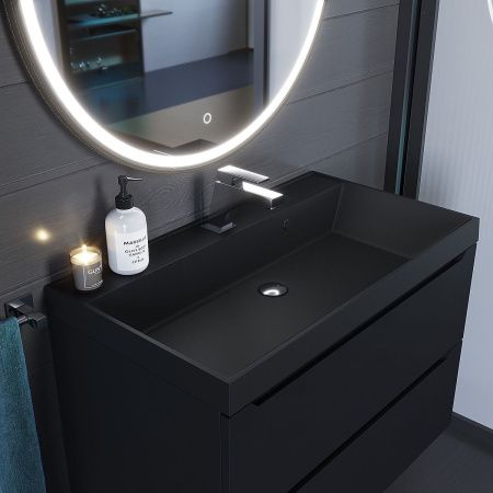 Раковина из искусственного камня Uperwood Classic Quartz 291030008 80х50 полувстраиваемая цвет черный