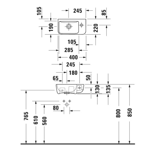Раковина Duravit Me by Starck 40 см 717400000 подвесная цвет белый - фото 2