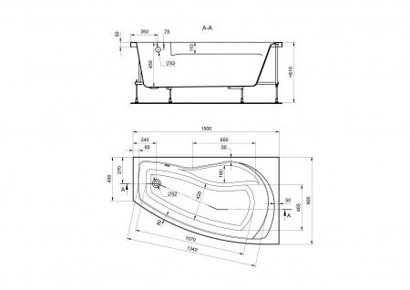 Ванна акриловая Santek Майорка 1WH111985 150х90 пристенная асимметричная без каркаса