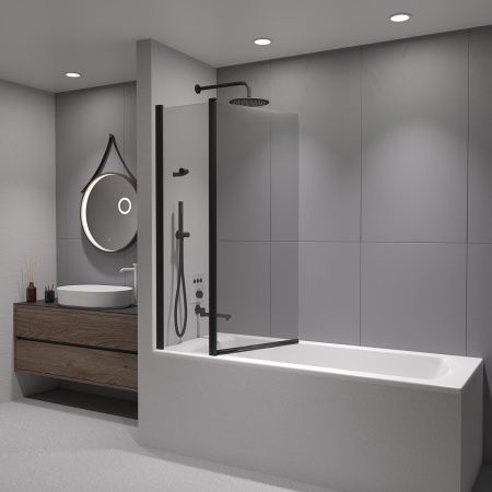 Душевая шторка на ванну RGW Screens 03111110-14 100х140 стекло прозрачное профиль черный ориентация универсальная