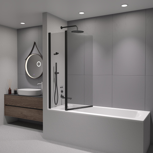 Душевая шторка на ванну RGW Screens 03111110-14 100х140 стекло прозрачное профиль черный ориентация универсальная - фото 4