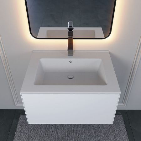 Раковина из искусственного камня Uperwood Parma Quartz 291003001 70х50 полувстраиваемая цвет белый