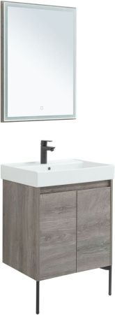 Комплект мебели: тумба с раковиной + зеркало Aquanet Nova Lite 00302533 60х50 напольный цвет коричневый