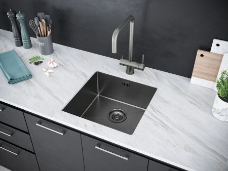 Кухонная мойка Paulmark GERBERG 44 UNI PM214444-GM 40х40 цвет вороненая сталь поверхность брашированная