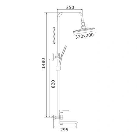 Душевая стойка Rose R2136F настенная цвет белый