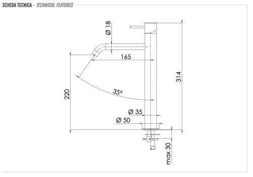 Смеситель Remer X Style Inox SSX10LXLB на раковину нержавеющая сталь - фото 2