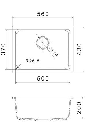 Кухонная мойка Rivelato BERKANA BK-50 brina 56х43 цвет белый