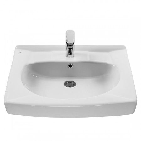 Раковина из сантехнического фарфора Santek Пилот 1WH301970 60х50 над стиральной машиной цвет белый