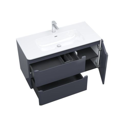 Тумба с раковиной IDDIS Edifice EDI10D0i95K 100х47х50 подвесная цвет темно-серый - фото 3