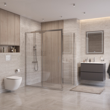 Душевой уголок BelBagno UNO-195 UNO-195-AH-1-150/90-C-Cr 150х90 стекло прозрачное профиль хром без поддона