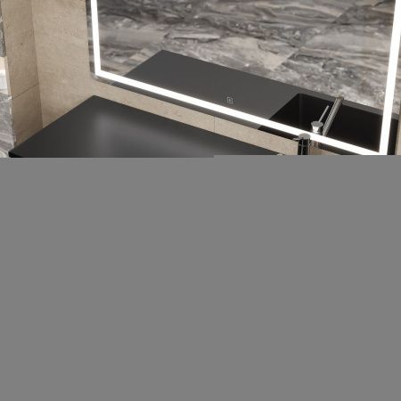 Раковина из искусственного камня Uperwood Cosmos Quartz RCosmos120RU 120х50 над стиральной машиной цвет черный